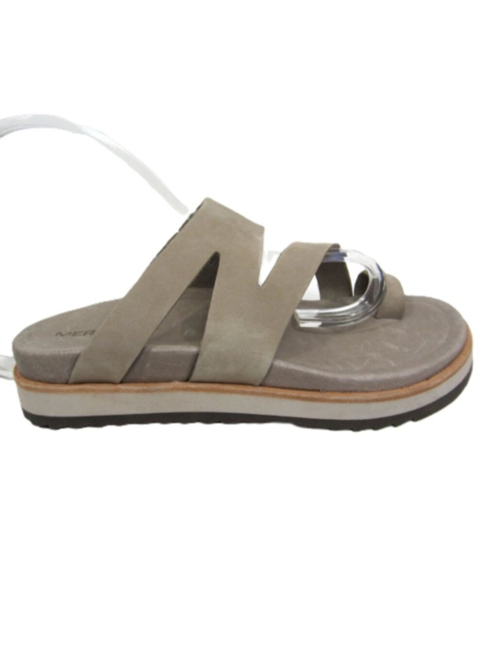 Merrell Womens Sz 5 NEW Moon Sandals Toe Ring Leather Beige Tan Taupe Platform - Picture 4 of 10